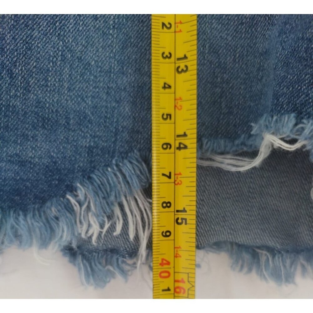Revash vintage denim cotton mini skirt with frayed and distressed hem, size 7 . - Picture 8 of 8
